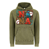 Vintage Olive Baseball nana leopard frame Vintage Hoodie - LillyAllenDesigns