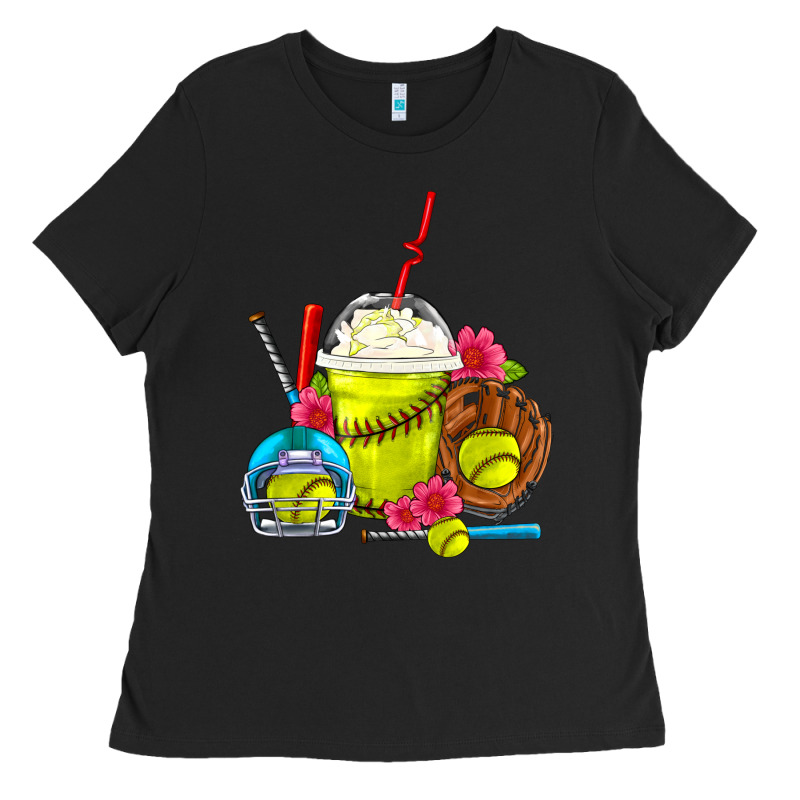 Softball Frappe Coffee Ladies Tee by FaDigitalArtStudio | Teevron