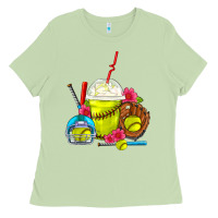 Matcha Softball Frappe Coffee Ladies Tee - FaDigitalArtStudio
