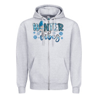 Heather Grey winter vibes gnome Zipper Hoodie - JahusDesignShop