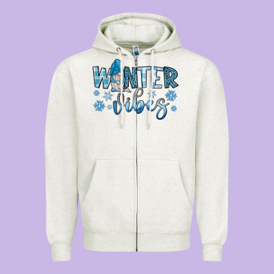 Winter Vibes Gnome Zipper Hoodie Designed By Jahusdesignshop