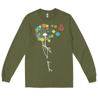 Army Green Dandelion Autism Puzzle Be Kind Long Sleeve Tee - CowhideDigitalArt
