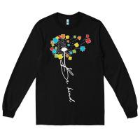 Black Dandelion Autism Puzzle Be Kind Long Sleeve Tee - CowhideDigitalArt