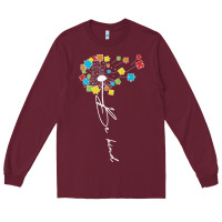 Burgundy Dandelion Autism Puzzle Be Kind Long Sleeve Tee - CowhideDigitalArt