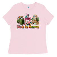 Bubblegum Pink Mexican Día De Los Muertos Coffee Cups Ladies Tee - FaDigitalArtStudio