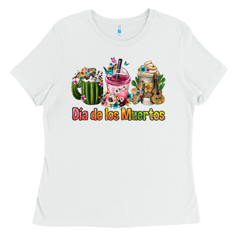 Mexican Día De Los Muertos Coffee Cups Ladies Tee by FaDigitalArtStudio | Teevron