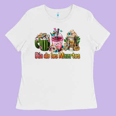 Mexican Día De Los Muertos Coffee Cups Ladies Tee Designed By Fadigitalartstudio