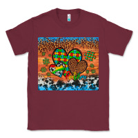 Burgundy autism awareness hearts leopard cowhide Classic Tee - Artiststas