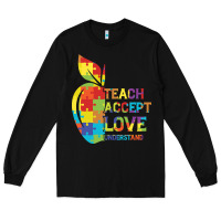 Black Autism Teach Accept Understand Love Long Sleeve Tee - CowhideDigitalArt