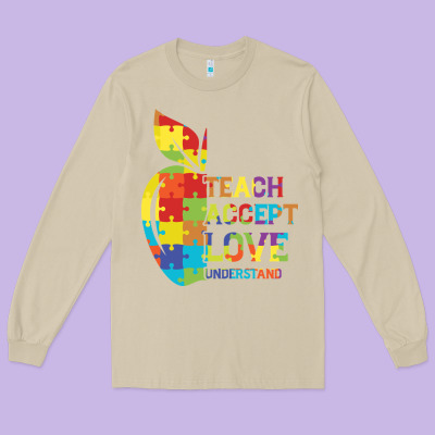 Autism Teach Accept Understand Love Long Sleeve Tee Designed By Cowhidedigitalart