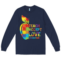 Navy Autism Teach Accept Understand Love Long Sleeve Tee - CowhideDigitalArt