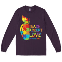 Plum Autism Teach Accept Understand Love Long Sleeve Tee - CowhideDigitalArt