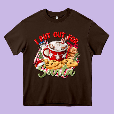 I Put Out For Santa Heavy Core Tee Designed By Cowgirlartshop