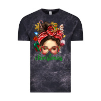 Cloud Black Christmas Messy Bun With Gingerbread Man Vintage Tee - BundleAndBundleShop