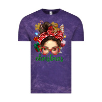 Cloud Purple Christmas Messy Bun With Gingerbread Man Vintage Tee - BundleAndBundleShop