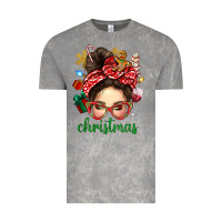 Cloud Rock Christmas Messy Bun With Gingerbread Man Vintage Tee - BundleAndBundleShop