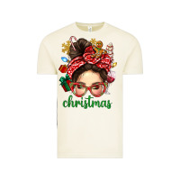 Vintage Arctic Christmas Messy Bun With Gingerbread Man Vintage Tee - BundleAndBundleShop