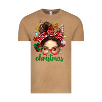 Vintage Camel Christmas Messy Bun With Gingerbread Man Vintage Tee - BundleAndBundleShop