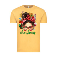 Vintage Mustard Christmas Messy Bun With Gingerbread Man Vintage Tee - BundleAndBundleShop