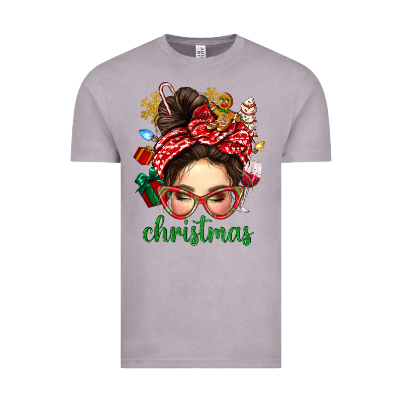 Christmas Messy Bun With Gingerbread Man Vintage Tee by BundleAndBundleShop | Teevron