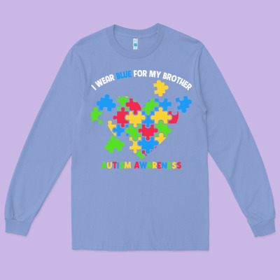 Wear Blue For My Brother Autism Long Sleeve Tee Designed By Cowhidedigitalart