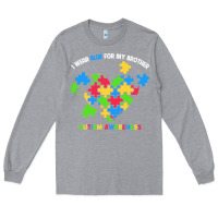 Heather Grey Wear Blue For My Brother Autism Long Sleeve Tee - CowhideDigitalArt