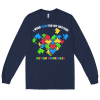 Navy Wear Blue For My Brother Autism Long Sleeve Tee - CowhideDigitalArt