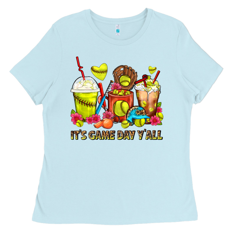 It's Game Day Y'all Softball Coffee Cups Ladies Tee by FaDigitalArtStudio | Teevron