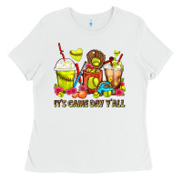 White It's Game Day Y'all Softball Coffee Cups Ladies Tee - FaDigitalArtStudio