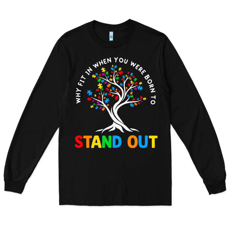 Why Fit In Autism Awareness Long Sleeve Tee by CowhideDigitalArt | Teevron