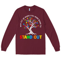 Burgundy Why Fit In Autism Awareness Long Sleeve Tee - CowhideDigitalArt