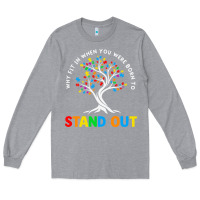 Heather Grey Why Fit In Autism Awareness Long Sleeve Tee - CowhideDigitalArt