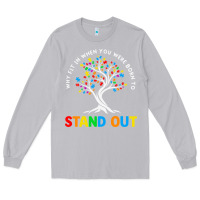 Moon Dust Why Fit In Autism Awareness Long Sleeve Tee - CowhideDigitalArt