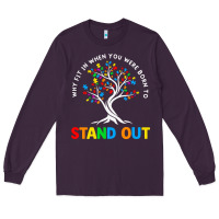 Plum Why Fit In Autism Awareness Long Sleeve Tee - CowhideDigitalArt
