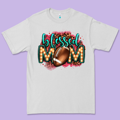 Blessed American Football Mom Lightbulb Letters Premium Tee Designed By Oliviacreatesart