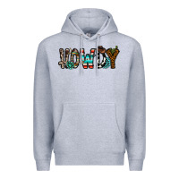 Heather Grey howdy Premium Hoodie - CowhideDigitalArt