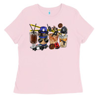 Bubblegum Pink Police Coffee Cups Ladies Tee - FaDigitalArtStudio