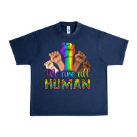 Navy We Are All Human Urban Heavy Tee - BundleAndBundleShop