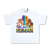 White We Are All Human Urban Heavy Tee - BundleAndBundleShop