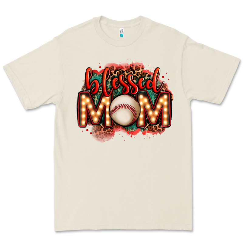 Blessed Baseball Mom Lightbulb Letters Premium Tee by OliviaCreatesArt | Teevron