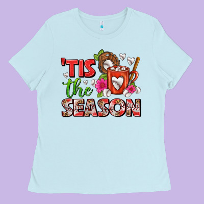 Tis The Season Baseball Coffee Mug Ladies Tee Designed By Fadigitalartstudio