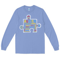 Colony Blue Autism Puzzle Piece Words Autistic Long Sleeve Tee - CowhideDigitalArt