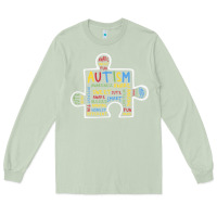 Matcha Autism Puzzle Piece Words Autistic Long Sleeve Tee - CowhideDigitalArt