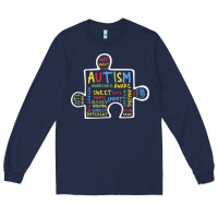 Autism Puzzle Piece Words Autistic Long Sleeve Tee | Teevron