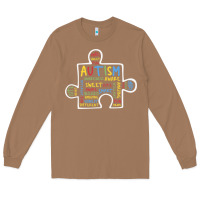 Toasted Coconut Autism Puzzle Piece Words Autistic Long Sleeve Tee - CowhideDigitalArt