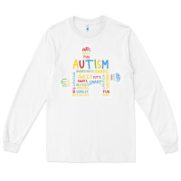 White Autism Puzzle Piece Words Autistic Long Sleeve Tee - CowhideDigitalArt
