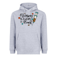 Heather Grey nursing i̇s a work of heart Heavyweight Hoodie - JahusDesignShop