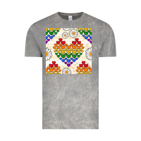 Cloud Rock Pride lgbtq hearts and daisy seamless pattern Vintage Tee - BundleAndBundleShop