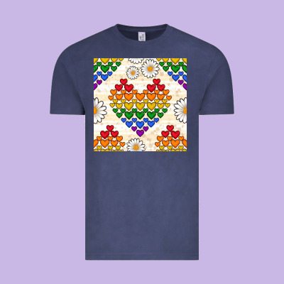 Pride Lgbtq Hearts And Daisy Seamless Pattern Vintage Tee Designed By Bundleandbundleshop