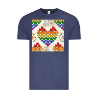 Vintage Denim Pride lgbtq hearts and daisy seamless pattern Vintage Tee - BundleAndBundleShop